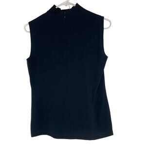 Linda Allard Ellen Tracy Black Sleeveless Zip-Back Top Womens Size 2 52d